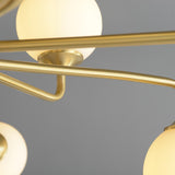 Modern Brass Sputnik Chandelier 9-Light with Glass Shade for Living Room