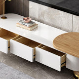 Nesnesis Modern Extending TV Stand with Storage Oval White & Natural Media Console