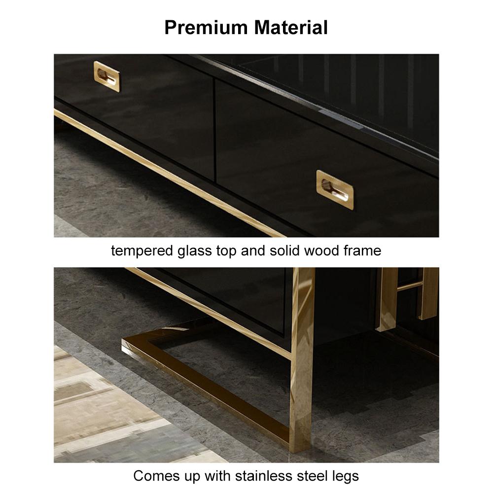 Jocise 71" Modern Jocise White & Gold TV Stand 3 Drawers Media Console