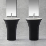 Modern Stone Resin Vase Shaped Pedestal Bathroom Wash Sink in White & Black