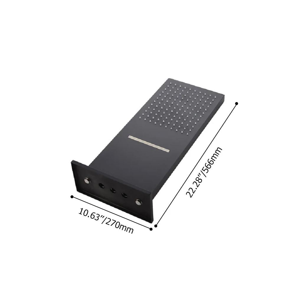 Matte Black Modern Wall Mounted Waterfall Shower System Solid Brass with Handheld Shower