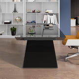 71" Modern White Computer Desk Rectangular Executive Desk with Abstract Base