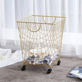 Large Square Metal Rolling Laundry Hamper with Handles