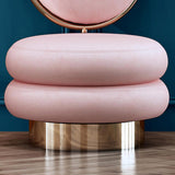 Pink Velvet Vanity Stool With Back Round Tufted Accent Chair Rose Gold