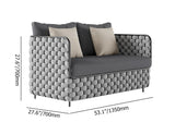 4Pcs Aluminum & Rope Outdoor Sofa Set with Faux Marble Coffee Table and Cushion Pillow