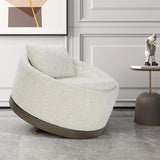 Modern Beige Linen Upholstered Accent Chair with Stainless Steel Legs