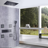 20'' Wall-Mounted LED Thermostatic Shower System with Waterfall Rain & 4 Body Jets