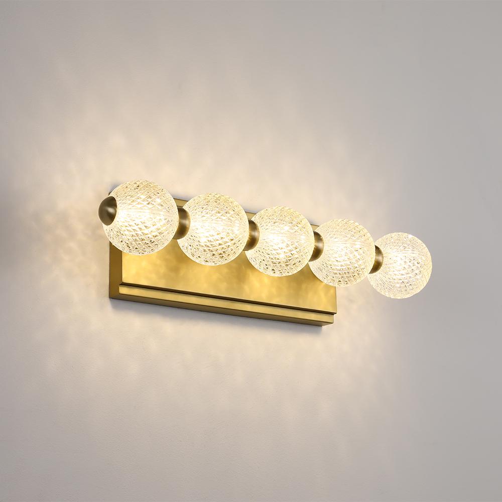 4-Light Clear Acylic Vanity Wall Light for Bathroom in Gold