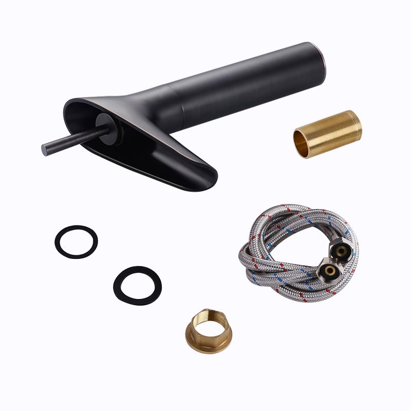 Ashfie Classic Mono Single Lever Tall Waterfall Basin Mixer Tap Solid Brass in Antique Black