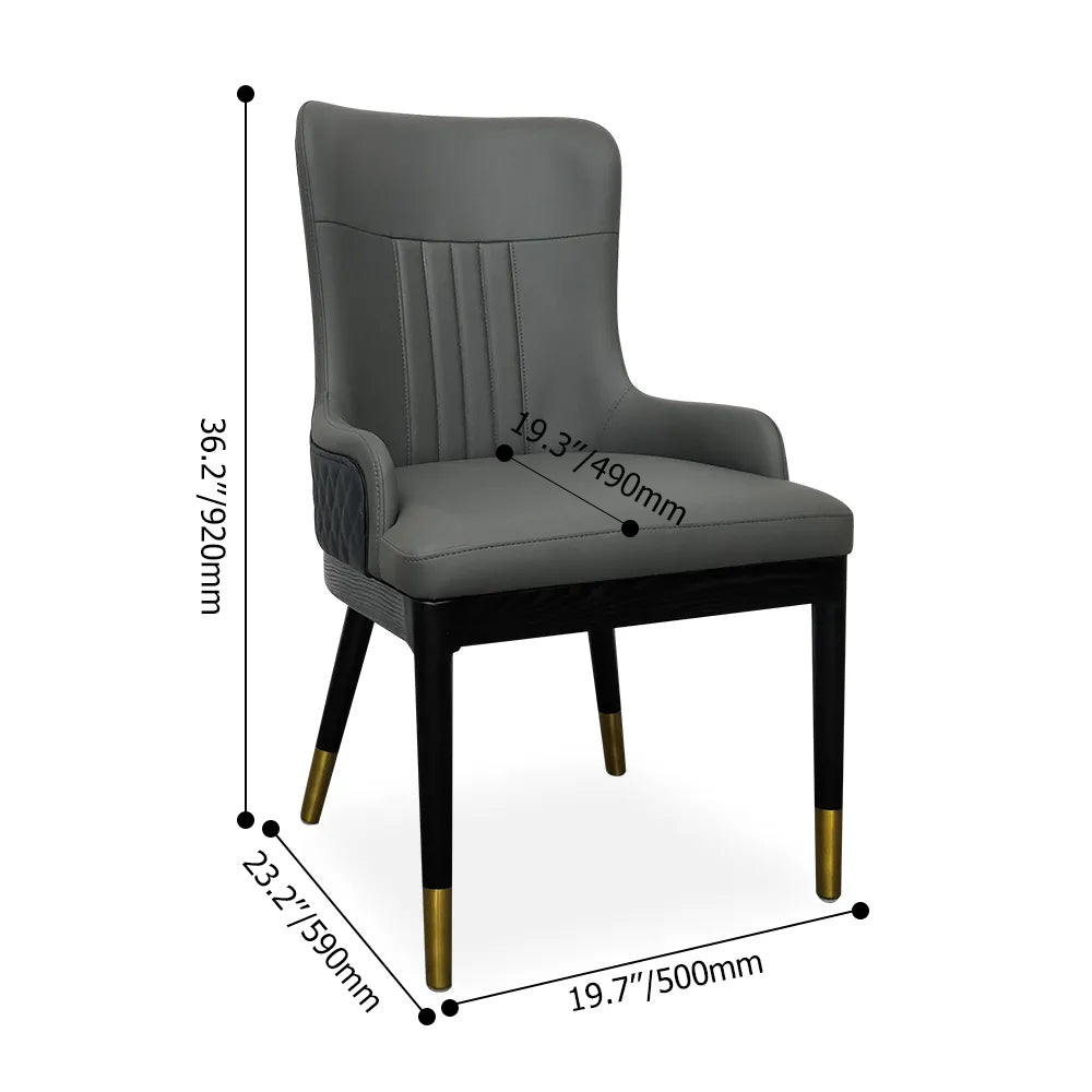 Modern Faux Leather Armed Orange Dining Chair with Metal Legs Set of 2