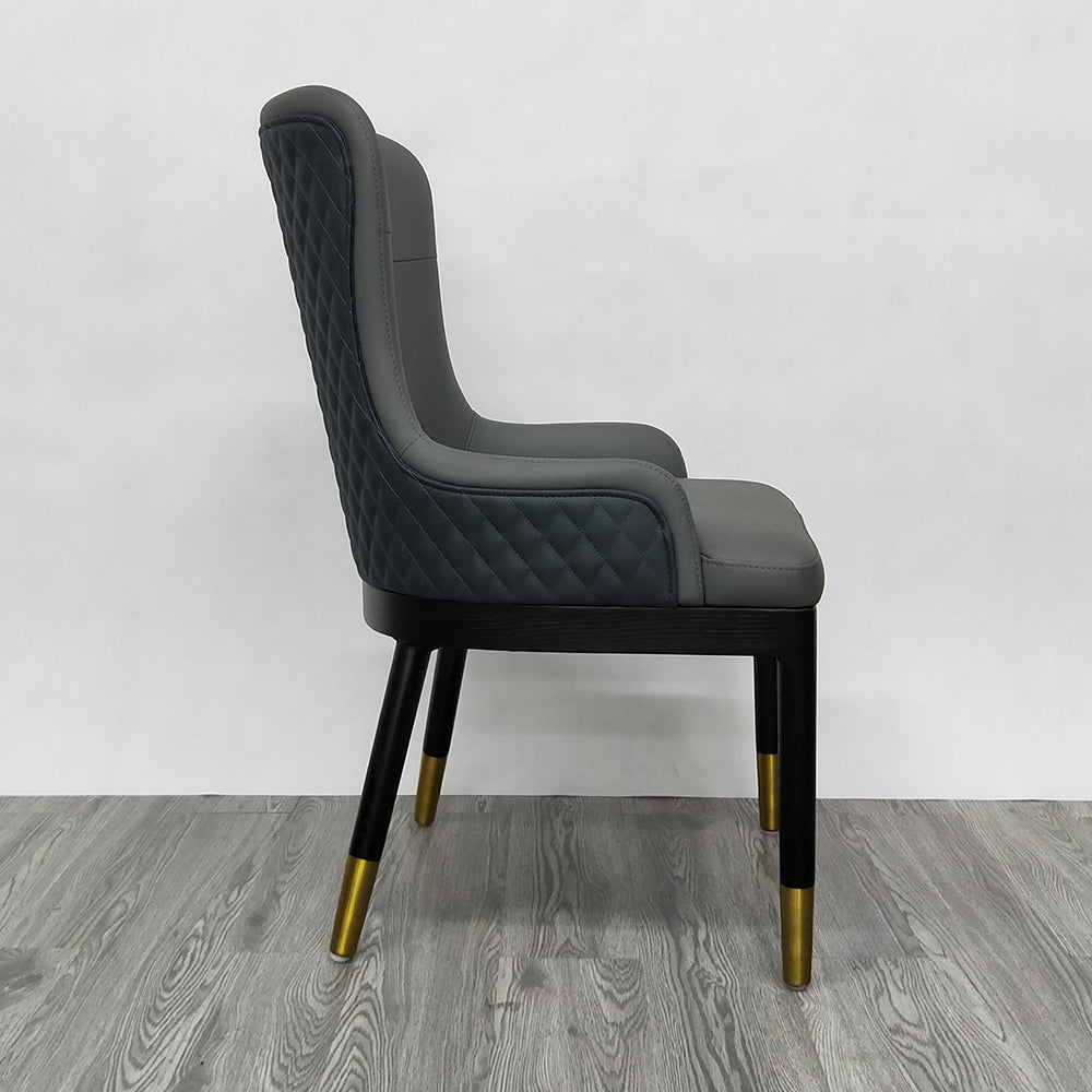Modern Faux Leather Armed Orange Dining Chair with Metal Legs Set of 2