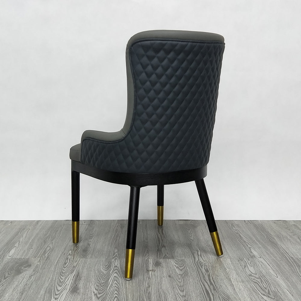 Modern Faux Leather Armed Orange Dining Chair with Metal Legs Set of 2