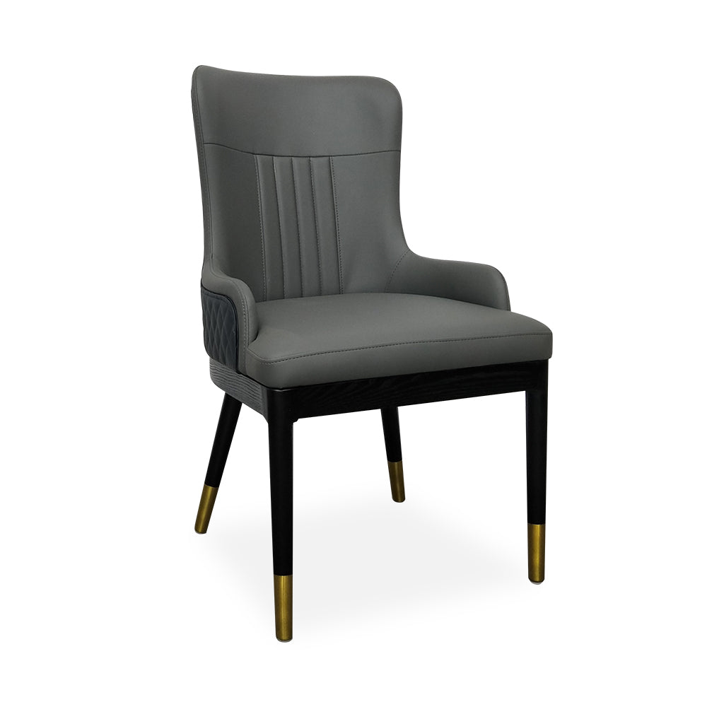 Modern Faux Leather Armed Orange Dining Chair with Metal Legs Set of 2