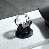 Deck Mount Widespread Waterfall 2 Crystal Handle Bathroom Sink Faucet in Brushed Gold