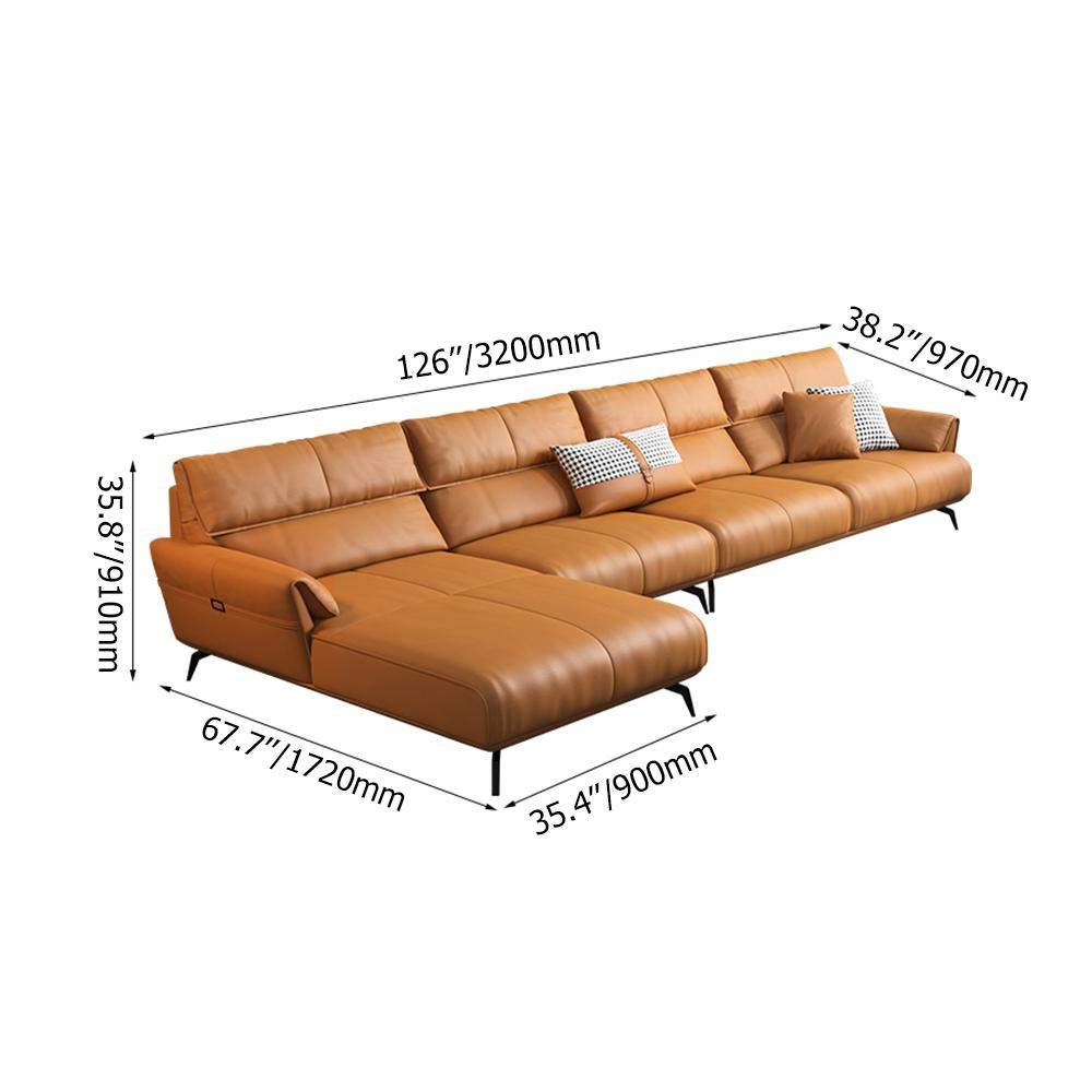 126" Modern L-Shaped Orange Upholstered Sectional Sofas with Chaise-Richsoul-Furniture,Living Room Furniture,Sectionals