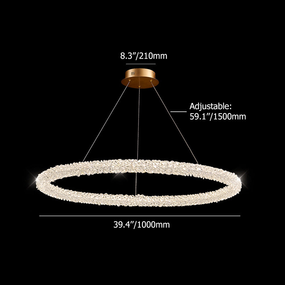 Postmodern Circle Crystal LED Pendant Light with Adjustable Cables