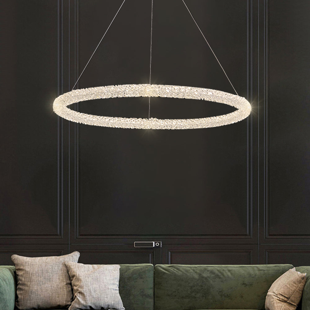 Postmodern Circle Crystal LED Pendant Light with Adjustable Cables