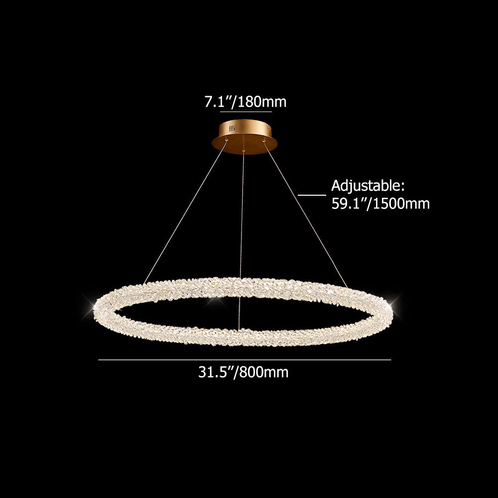 Postmodern Circle Crystal LED Pendant Light with Adjustable Cables