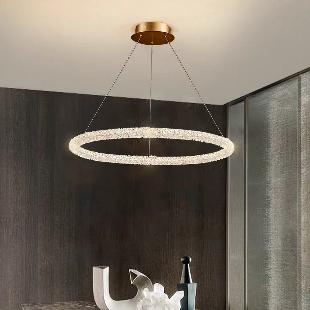 Postmodern Circle Crystal LED Pendant Light with Adjustable Cables