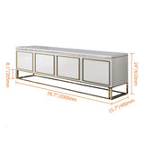 Medally Modern White TV Stand with Drawer Gold Media Console for TVs Up To 85"