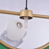 Stylish Yellow Fringe Pendant Light Half-Moon Gold Ceiling Lamp