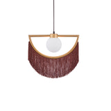 Stylish Yellow Fringe Pendant Light Half-Moon Gold Ceiling Lamp