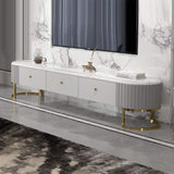 Modern White Marble Coffee Table & TV Stand Set Media Console Set of 2-Richsoul-Furniture,Living Room Furniture,Living Room Sets