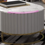 Modern White Marble Coffee Table & TV Stand Set Media Console Set of 2-Richsoul-Furniture,Living Room Furniture,Living Room Sets