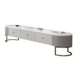 Modern White Marble Coffee Table & TV Stand Set Media Console Set of 2-Richsoul-Furniture,Living Room Furniture,Living Room Sets