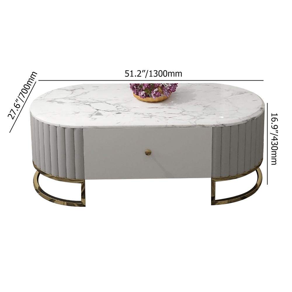 Modern White Marble Coffee Table & TV Stand Set Media Console Set of 2-Richsoul-Furniture,Living Room Furniture,Living Room Sets