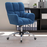 Modern Office Chair Upholstered Cotton & Linen Swivel Task Chair Height Adjustable