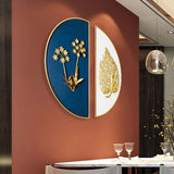 2 Pieces Glam Metal Wall Decor Home Art in Gold & Blue with Semi-Circle Design
