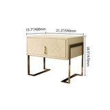 Modern Nightstand with Drawer, PU Leather in Deep Blue, Gold Leg