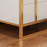 Black Lacquer Bedroom Nightstand Stainless Steel in Gold