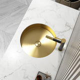 Brushed Gold Modern Luxury Stainless Steel Round Sink Undermount Bathroom Wash Sink