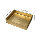 Contemporary Gold Rectangular Stainless Steel Vessel Sink Luxury Wash Sink