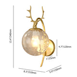 Modern 1-Light Antler Wall Sconce Brass Deer Wall Lighting with Globe Shade