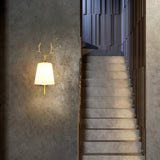 Modern 1-Light Antler Wall Sconce Brass Deer Wall Lighting with Globe Shade