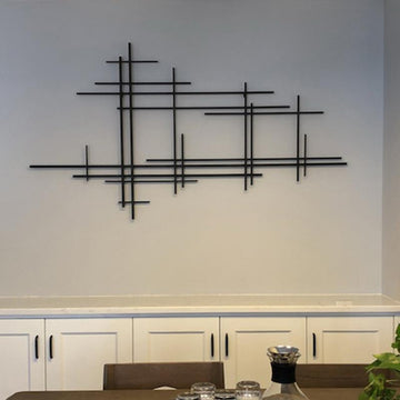 Minimalist Black Metal Wall Decor with Vertical Lines