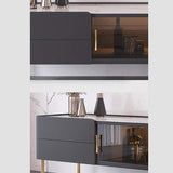 Nordic Minimalist TV Stand Stone Top 2-Drawer Glass Doors Media Console in Large-Richsoul-Furniture,Living Room Furniture,TV Stands