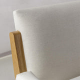 Beige Accent Chair Upholstered Cotton&Linen Arm Chair Carbon Steel in Black