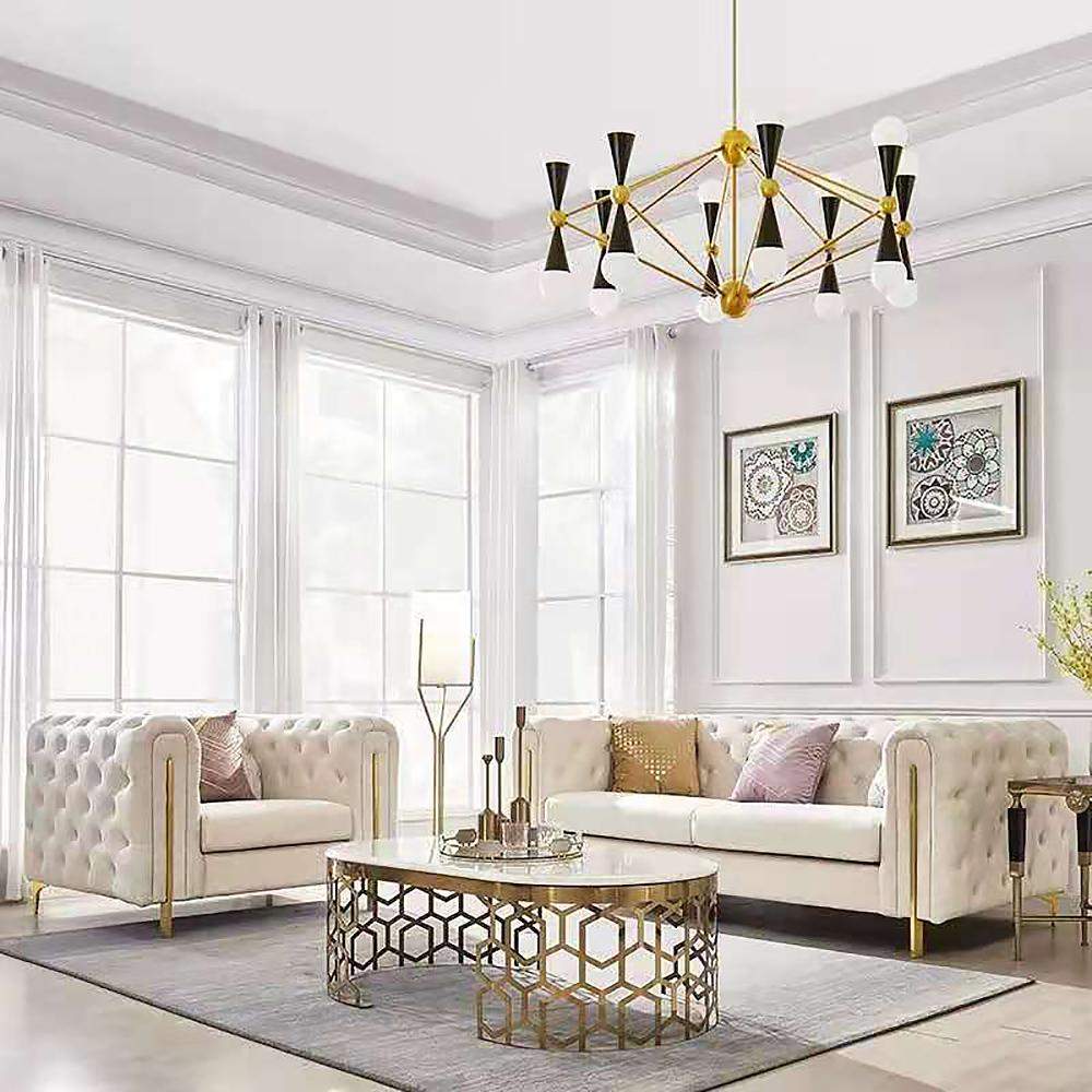 86.6" Modern White Leath-aire Upholstered Sofa & Chair Living Room Set of 2-Richsoul-Furniture,Living Room Furniture,Living Room Sets