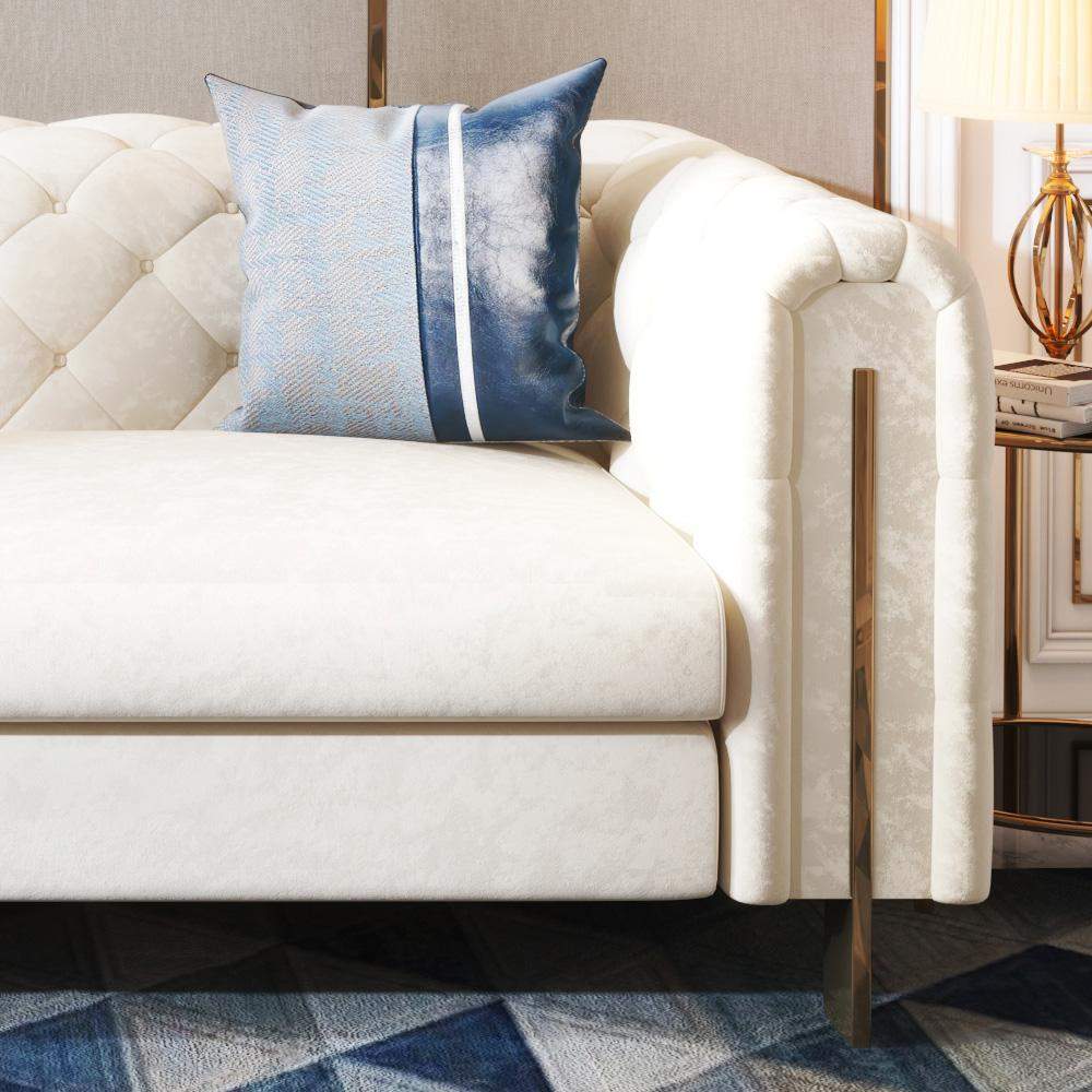 86.6" Modern White Leath-aire Upholstered Sofa & Chair Living Room Set of 2-Richsoul-Furniture,Living Room Furniture,Living Room Sets