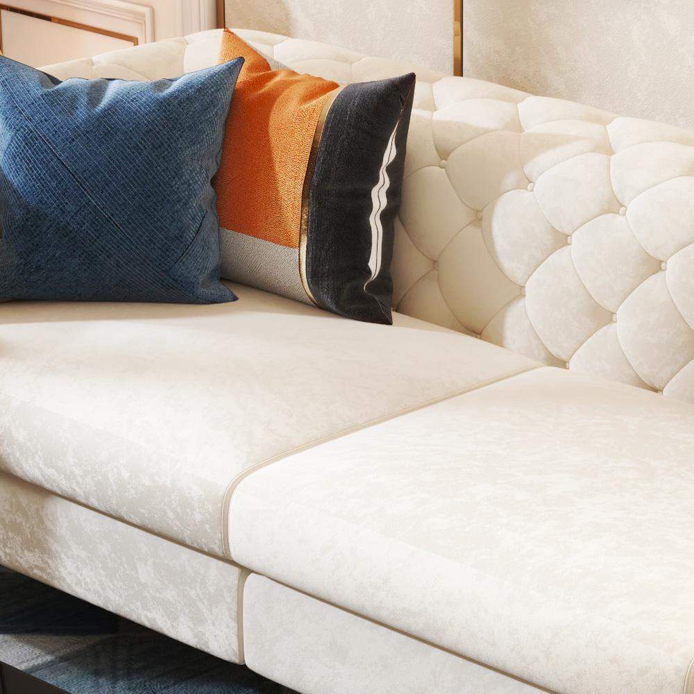 86.6" Modern White Leath-aire Upholstered Sofa & Chair Living Room Set of 2-Richsoul-Furniture,Living Room Furniture,Living Room Sets