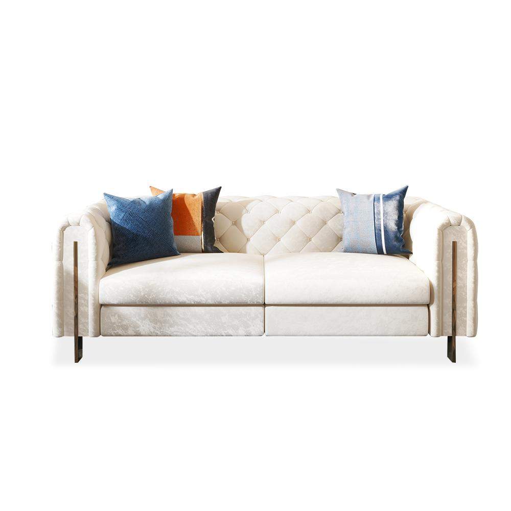 86.6" Modern White Leath-aire Upholstered Sofa & Chair Living Room Set of 2-Richsoul-Furniture,Living Room Furniture,Living Room Sets