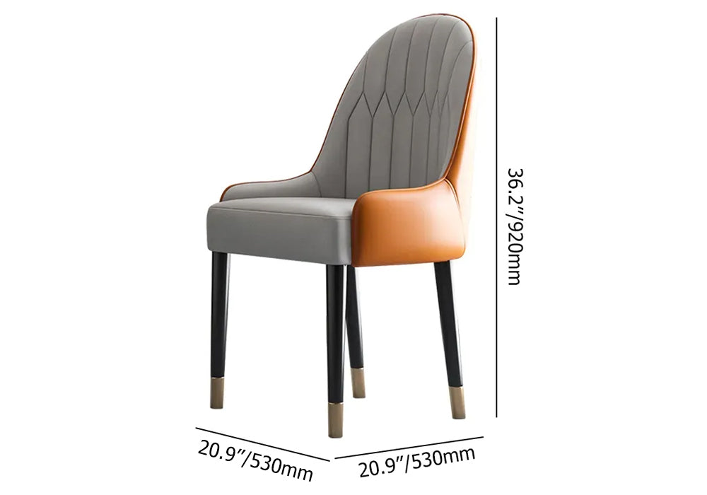 Modern PU Leather Set of 2 Dining Chairs in White & Green with Metal Legs