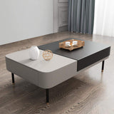 Mesa de centro extensible moderna en blanco y negro con almacenamiento y cajón