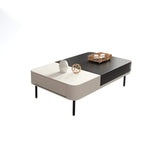 White & Black Modern Extendable Coffee Table with Storages and Drawer-Coffee Tables,Furniture,Living Room Furniture