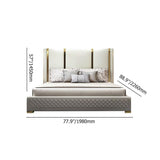 Modern Upholstered King Bed Polished Gold and Faux Leather Headboard Included