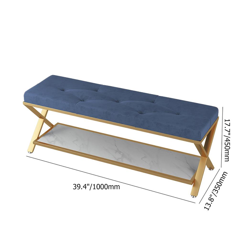 Gray Entryway Bench with Storage Bed Bench Velvet Upholstered with X-Shaped Base